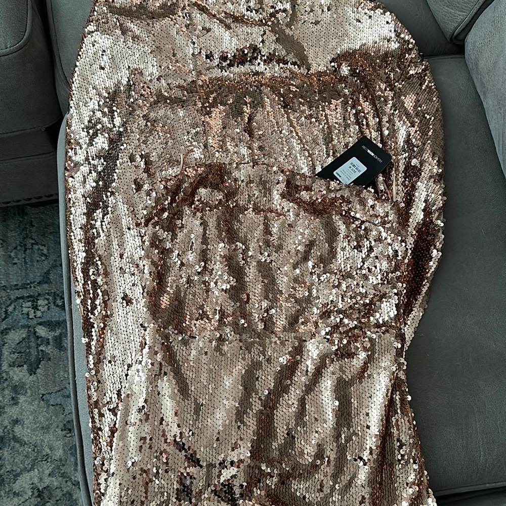 Rose gold sequin dress